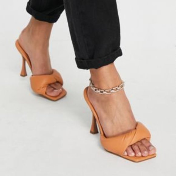 ASOS Shoes - ASOS DESIGN Niki padded twist high heeled mules in coral